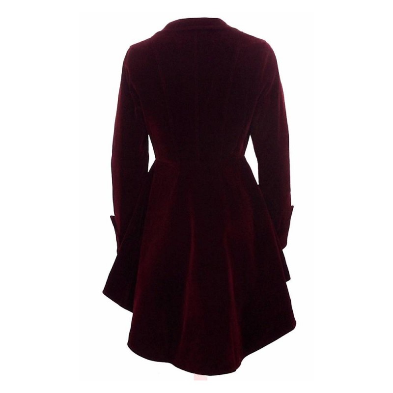 Women Gothic Coat Victorian Style Burgundy Gothic Ruffle Coat